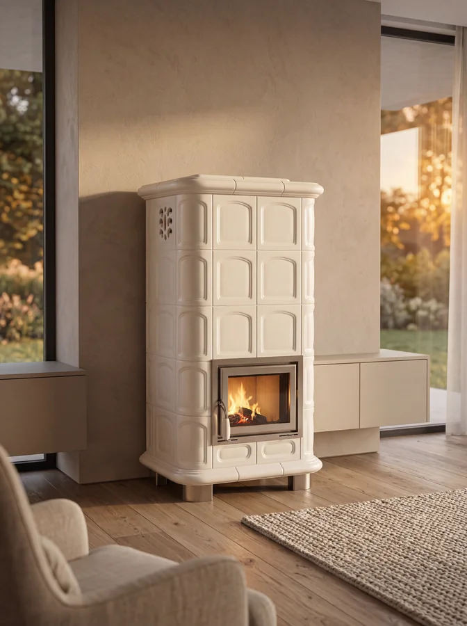 Stufa in ceramica Venere XL, vista frontale